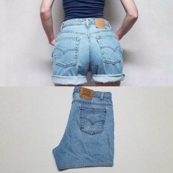 VINTAGE Levi's 505 White Tab Light Wash Shorts - Picture 1 of 13